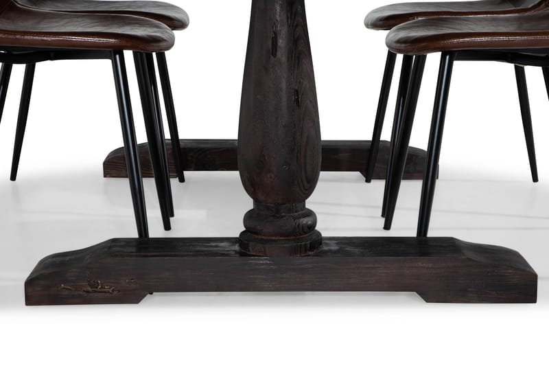 Dijon Spisebord 160 cm 4 Dining  chair, brown pu - Møbler - Borde - Spisebordssæt