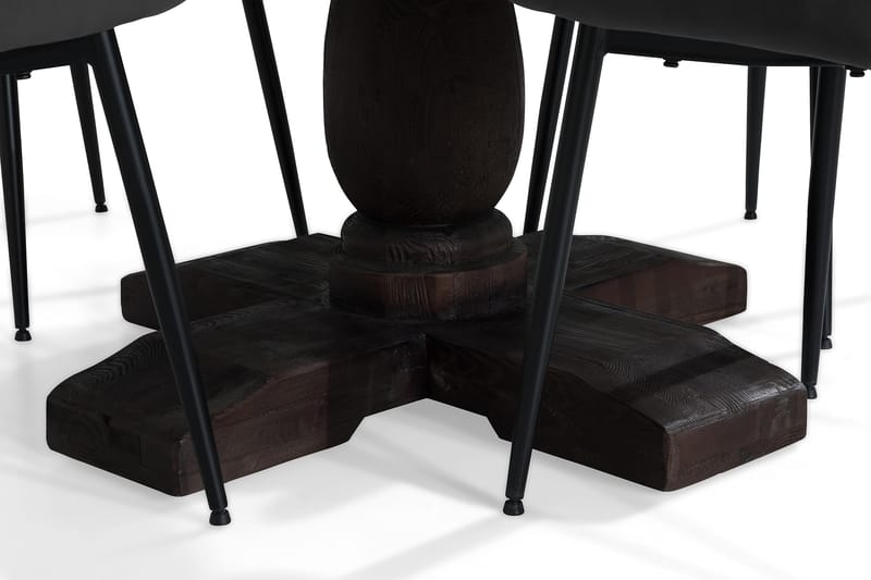 Dijon Spisebordssæt 130 cm Rund med 4 Alsarp Stol - Vintage Alm/Grå - Spisebordssæt