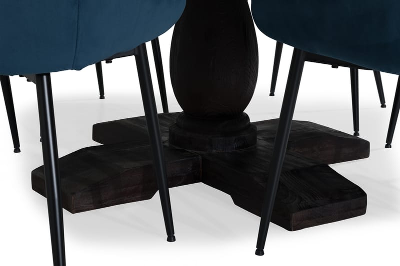 Dijon Spisebordssæt 150 cm Rund med 6 Alsarp Stol - Vintage Elm/Blå - Møbler - Borde - Spisebordssæt
