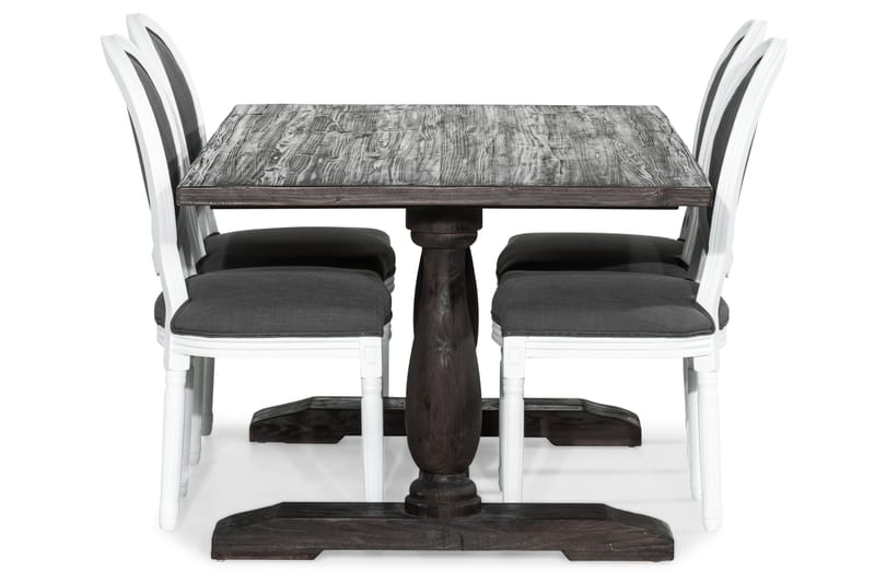 Dijon Spisebordssæt 160 cm med 4 Lewis Stole - Vintage Elm/Grå - Spisebordssæt