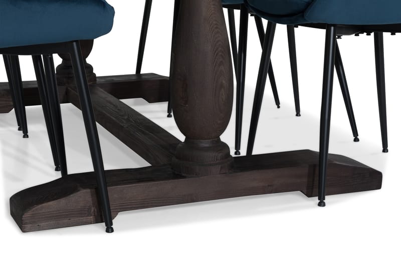 Dijon Spisebordssæt 200 cm med 6 Alsarp Stol - Vintage Elm/Blå - Møbler - Borde - Spisebordssæt