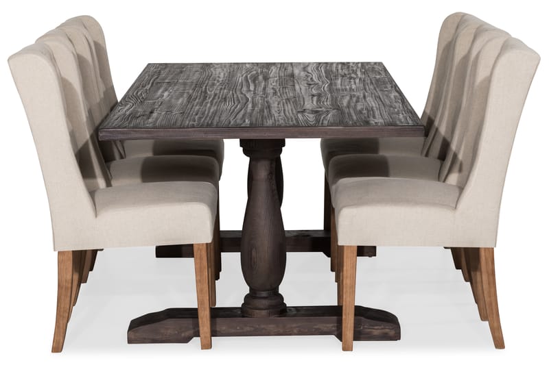 Dijon Spisebordssæt 200 cm med 6 Irma Stole - Vintage Elm/Beige - Spisebordssæt