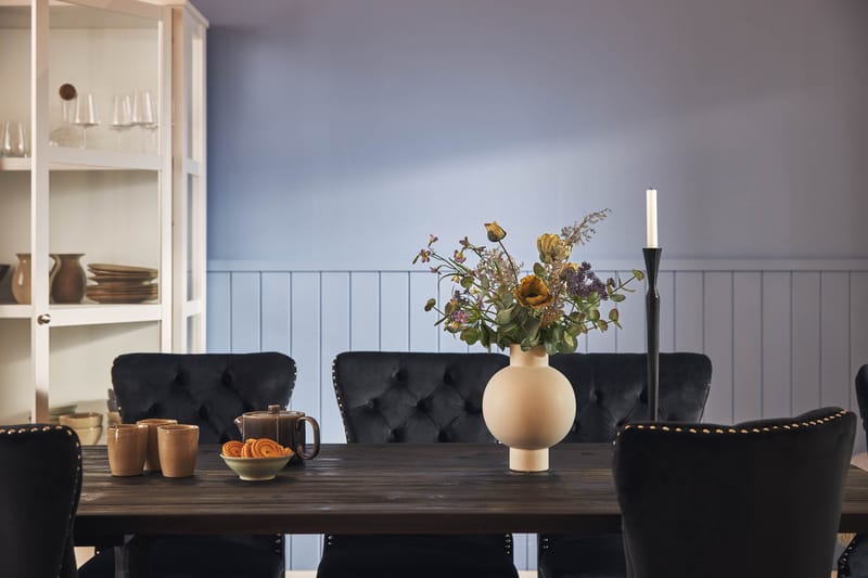 Dijon Spisebordssæt 200 cm Rektangulært Spisebord med 6 Bergviken Stole - Brun / Sort / Fløjl - Opbevaring - Opbevaringsmøbler - Skænke & sideboards