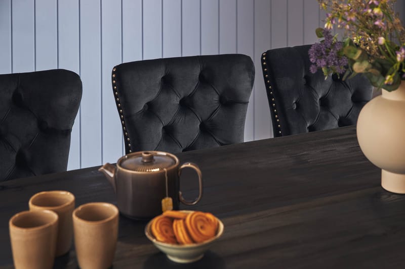 Dijon Spisebordssæt 200 cm Rektangulært Spisebord med 6 Bergviken Stole - Brun / Sort / Fløjl - Opbevaring - Opbevaringsmøbler - Skænke & sideboards