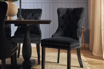 Dijon Spisebordssæt 200 cm Rektangulært Spisebord med 6 Bergviken Stole - Brun / Sort / Fløjl - Møbler - Borde - Spisebordssæt