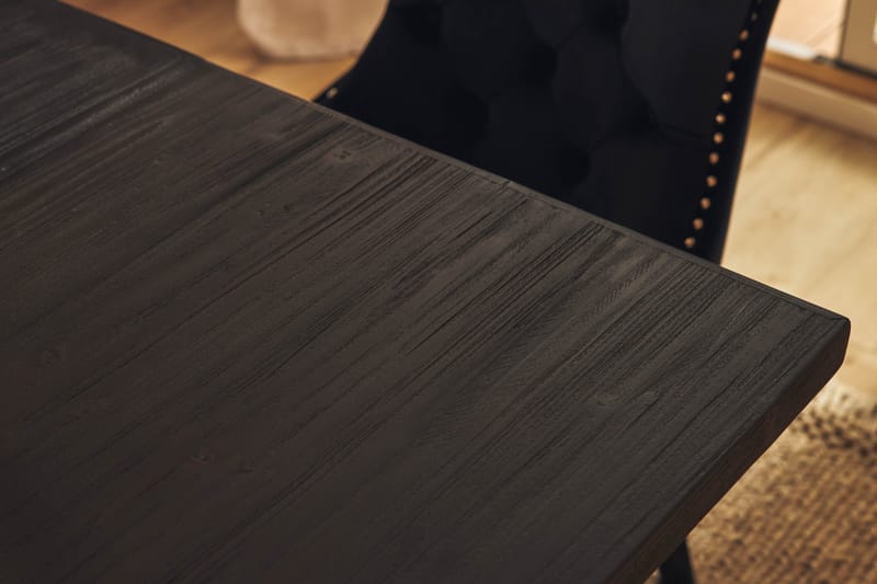 Dijon Spisebordssæt 200 cm Rektangulært Spisebord med 6 Bergviken Stole - Brun / Sort / Fløjl - Opbevaring - Opbevaringsmøbler - Skænke & sideboards