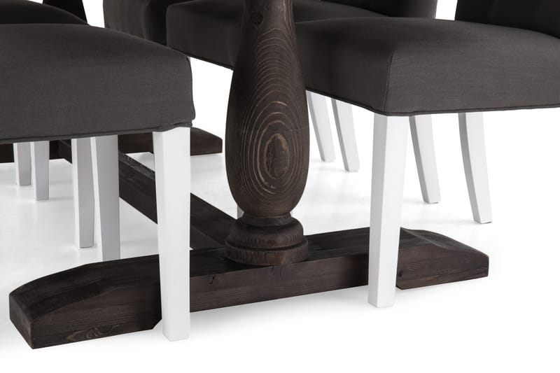 Dijon Spisebordssæt 200cm m. 6 Jenny Stole - Vintage Elm/Mørkegrå/Hvid - Møbler - Borde - Spisebordssæt