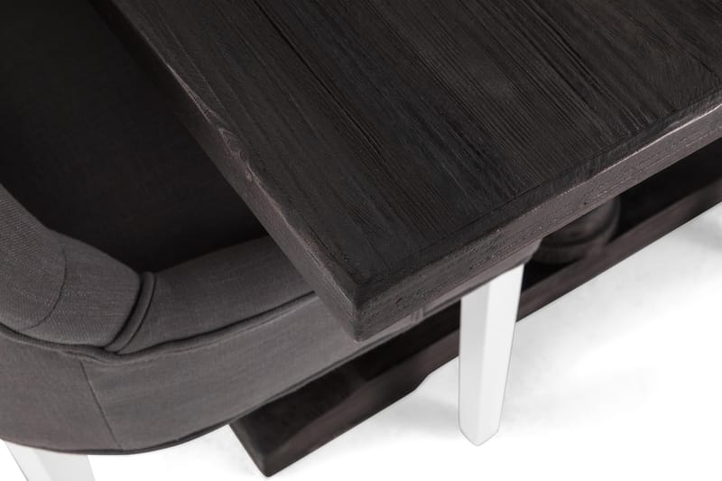 Dijon Spisebordssæt 200cm m. 6 Viktoria Stole - Vintage Elm/Mørkegrå/Hvid - Spisebordssæt