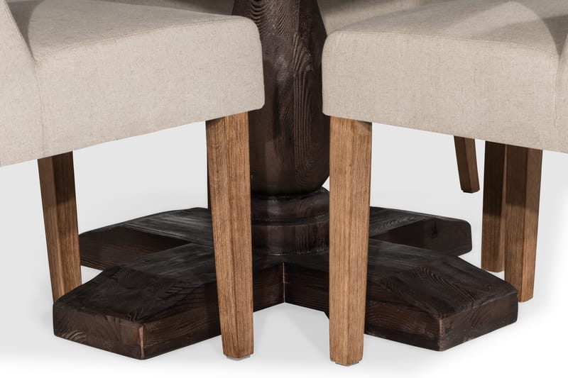 Dijon Spisebordssæt Rund 130 cm med 4 Irma Stole - Vintage Elm/Beige - Møbler - Borde - Spisebordssæt