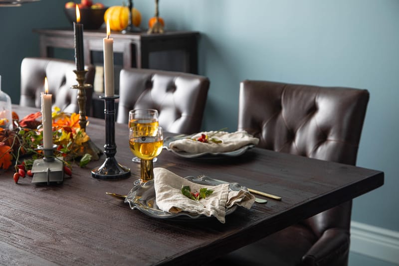 Dijon Spisegruppe 200 cm Rektangulært udtrækkeligt bord med 6 Stole - Vintage Træ / Brun PU - Møbler - Borde - Spisebordssæt