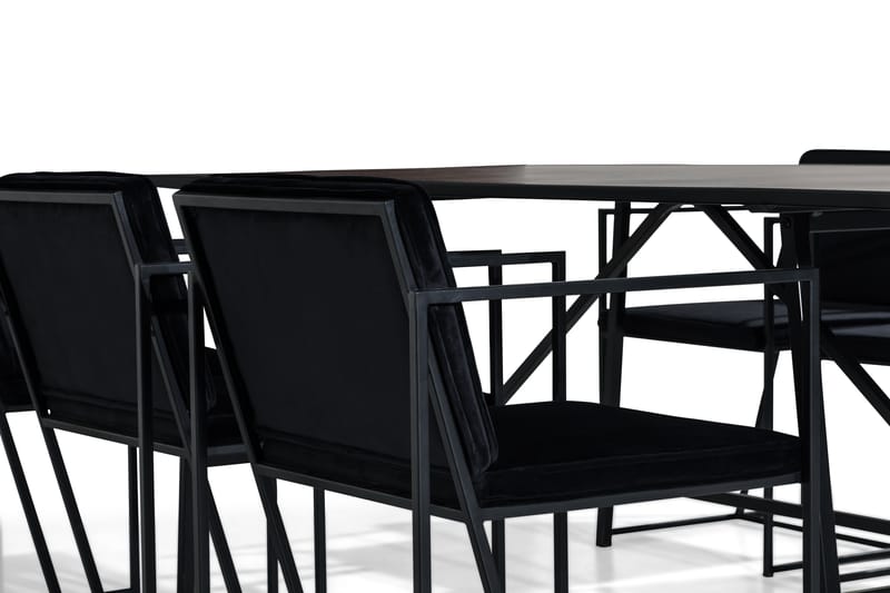 Dipali Spisebordssæt med 6 Indy Stol - Brun/Sort/Hvid - Spisebordssæt