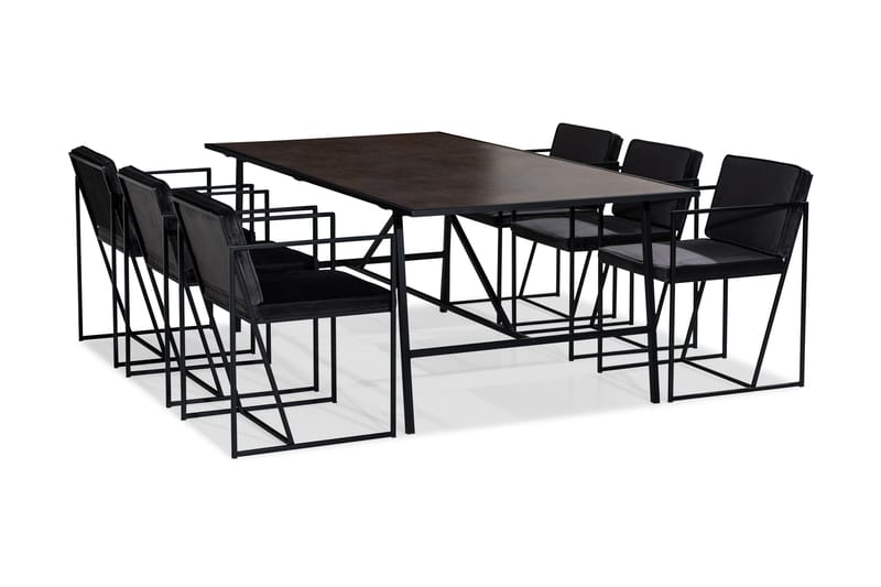 Dipali Spisebordssæt med 6 Indy Stol - Brun/Sort/Hvid/Grå - Spisebordssæt