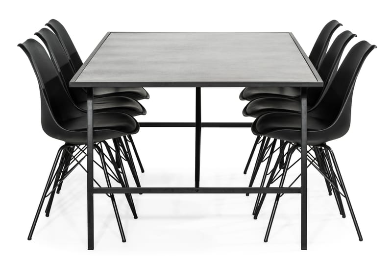 Dipali Spisebordssæt med 6 Shell Stole - Brun/Sort/PU - Spisebordssæt