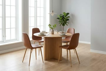 Edda spisegruppe rund 110 cm eg med 4 Nibe spisestole - Eg - Møbler - Borde - Spisebordssæt