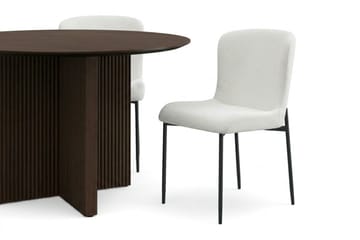 Edda spisegruppe rund 110 cm røget eg med 4 Elsie spisebordsstole - Røget eg/hvid - Møbler - Borde - Spisebordssæt