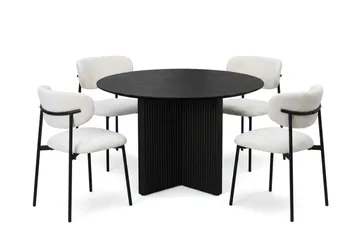 Edda spisegruppe rund 110 cm sort med 4 Lucy spisestole - Sort - Møbler - Borde - Spisebordssæt