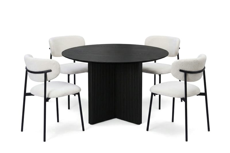 Edda spisegruppe rund 110 cm sort med 4 Lucy spisestole, Sort