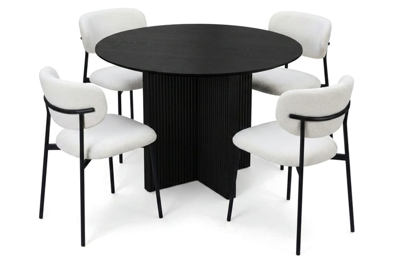 Edda spisegruppe rund 110 cm sort med 4 Lucy spisestole - Sort - Møbler - Borde - Spisebordssæt