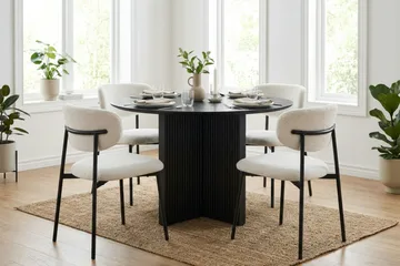 Edda spisegruppe rund 110 cm sort med 4 Lucy spisestole - Sort - Møbler - Borde - Spisebordssæt