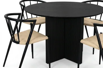 Edda spisegruppe rund 110 cm Sort med 4 Winston spisestole - Sort - Møbler - Borde - Spisebordssæt