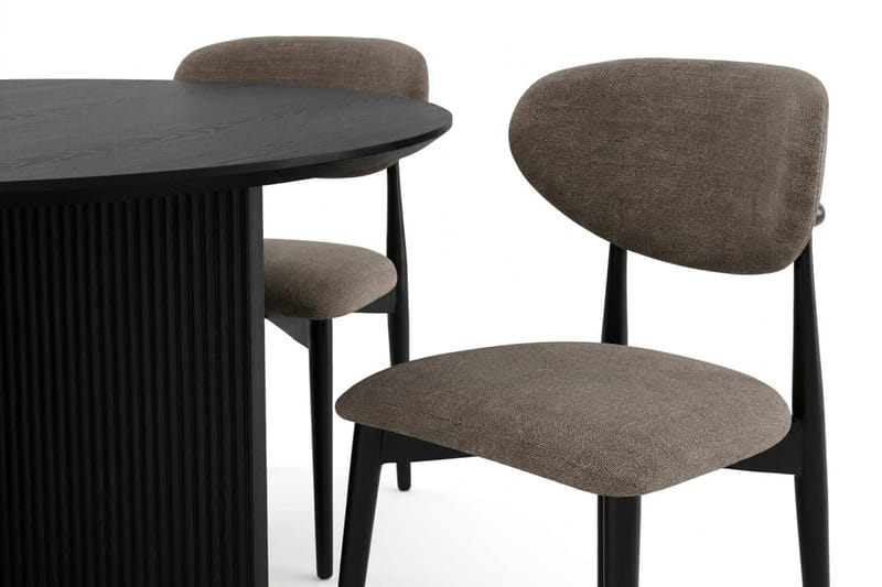 Edda spisegruppe rund 130 cm sort med 6 Molly spisebordsstole - Sort - Møbler - Borde - Spisebordssæt