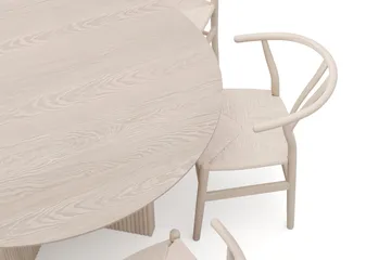 Edda spisegruppe rund 150 cm hvidlaseret med 6 Dastoori spisestole - Hvidlaseret - Møbler - Borde - Spisebordssæt