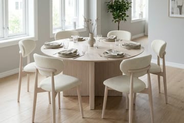 Edda spisegruppe rund 150 cm hvidlaseret med 6 Molly spisebordsstole - Hvidlaseret - Møbler - Borde - Spisebordssæt