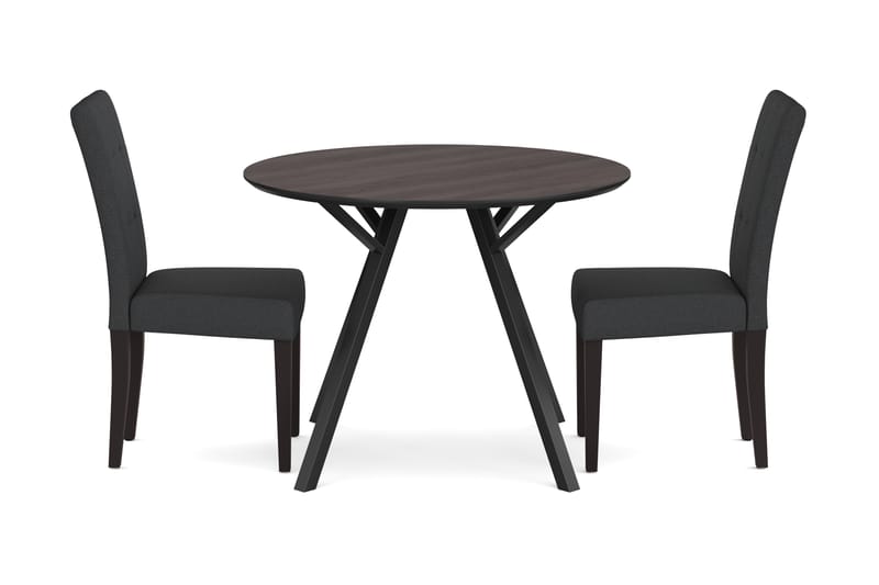 Eirys Spisebordssæt 100 cm Rund inkl 2 Viktor Stole - Mørkegrå/MørkBrun/Sort - Spisebordssæt
