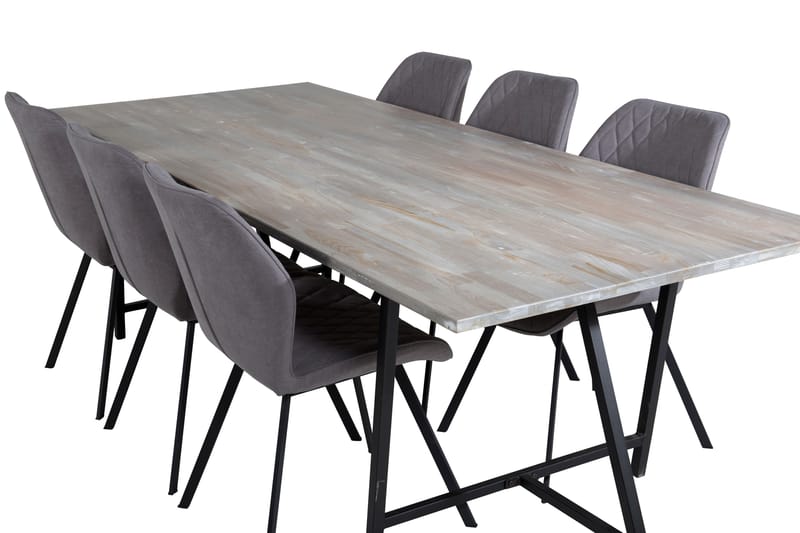 Elea Spisebordssæt 250 cm inkl 6 Sumoas Stole - Grå/Sort - Spisebordssæt