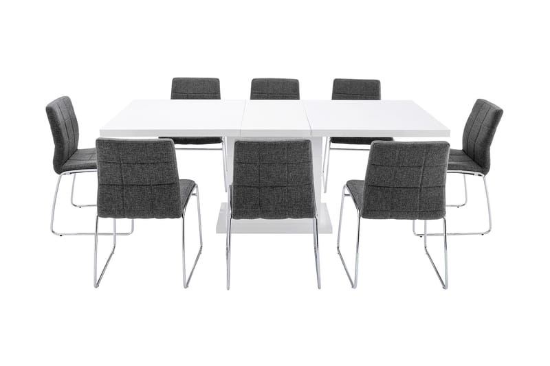 Elliot Spisebordssæt med 8 Tirza Stol - Hvid/Grå - Spisebordssæt