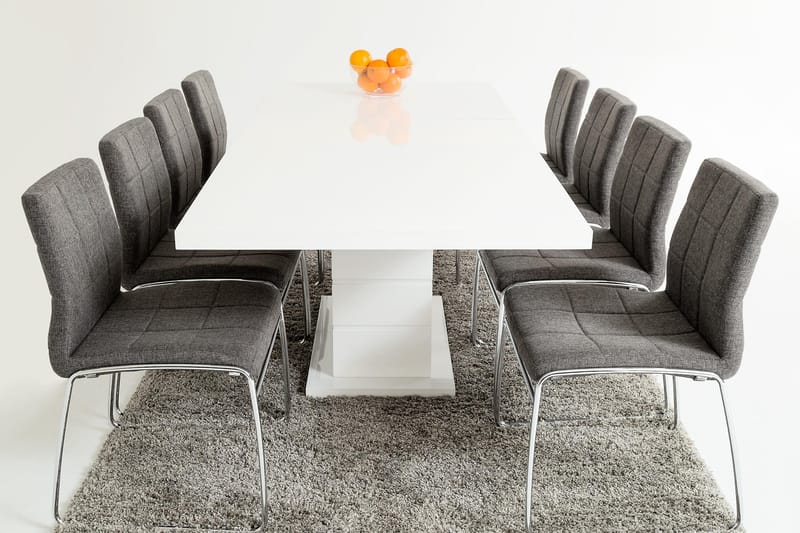 Elliot Spisebordssæt med 8 Tirza Stol - Hvid/Grå - Spisebordssæt