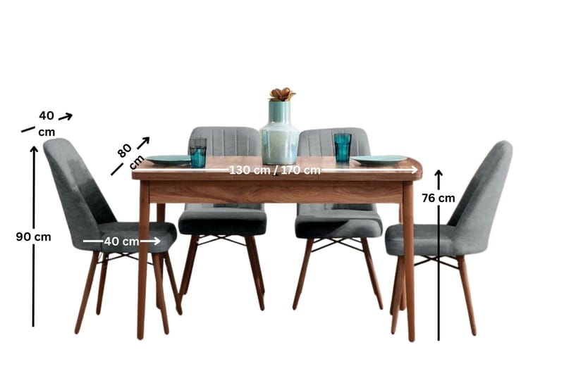 Extendable Dining Table & Chairs Set (5 Pieces) Homitis - Møbler - Borde - Spisebordssæt