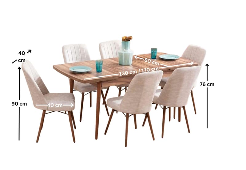 Extendable Dining Table & Chairs Set (7 Pieces) Homitis - Møbler - Borde - Spisebordssæt