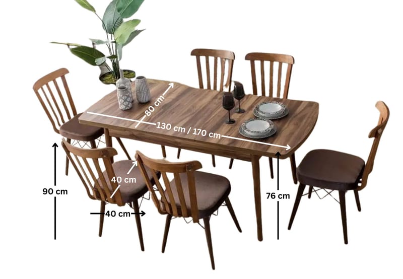 Extendable Dining Table & Chairs Set (7 Pieces) Homitis - Møbler - Borde - Spisebordssæt