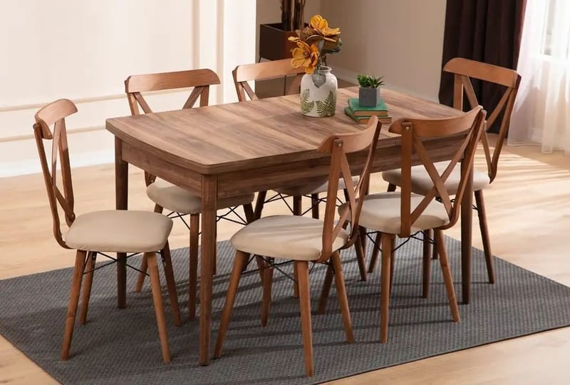 Extendable Dining Table & Chairs Set (7 Pieces) Homitis - Møbler - Borde - Spisebordssæt