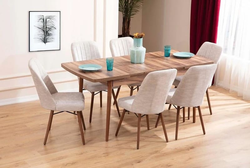 Extendable Dining Table & Chairs Set (7 Pieces) Homitis - Møbler - Borde - Spisebordssæt