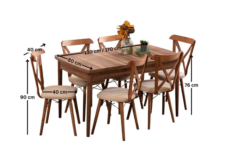 Extendable Dining Table & Chairs Set (7 Pieces) Homitis - Møbler - Borde - Spisebordssæt