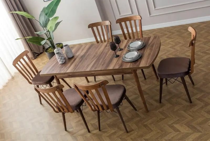 Extendable Dining Table & Chairs Set (7 Pieces) Homitis - Møbler - Borde - Spisebordssæt