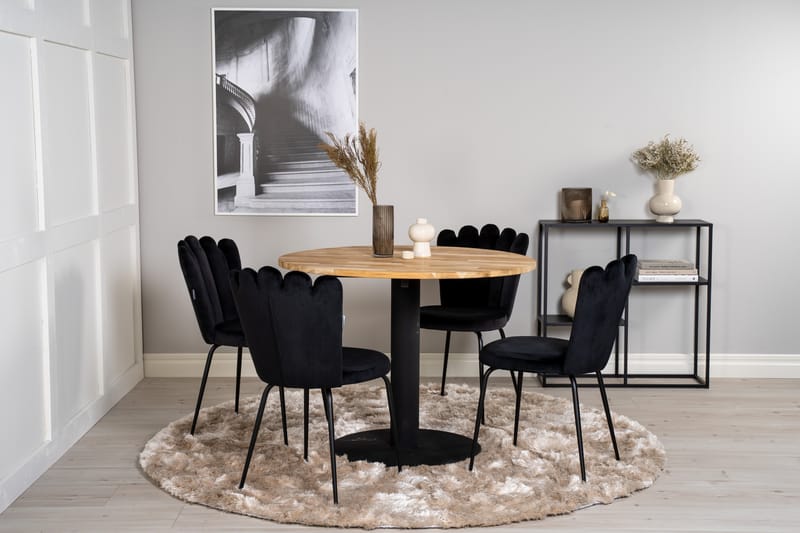 Ezra Spisebordssæt med 4 Limhamn spisebordsstole Sort - Furniture Fashion - Møbler - Borde - Spisebordssæt