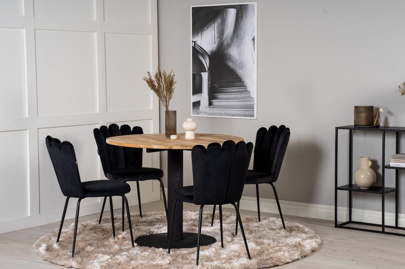 Ezra Spisebordssæt med 4 Limhamn spisebordsstole Sort - Furniture Fashion - Møbler - Borde - Spisebordssæt