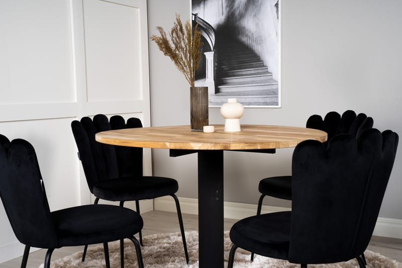 Ezra Spisebordssæt med 4 Limhamn spisebordsstole Sort - Furniture Fashion - Møbler - Borde - Spisebordssæt