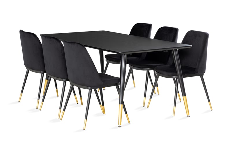 Filipstad Spisebord Med 4 Nordmark Spisebordsstole Velour - Spisebordssæt