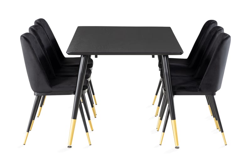 Filipstad Spisebord Med 4 Nordmark Spisebordsstole Velour - Spisebordssæt
