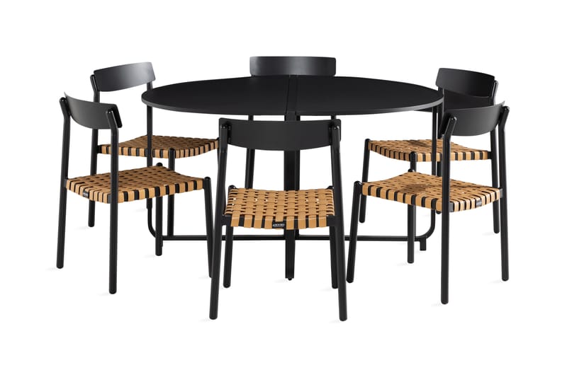 Flippy spisebordssæt + 6 spænde spisestole - Sort - Spisebordssæt