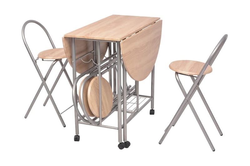 Foldbart Spisebordssæt I 5 Dele Mdf - Beige - Møbler - Borde - Spisebordssæt