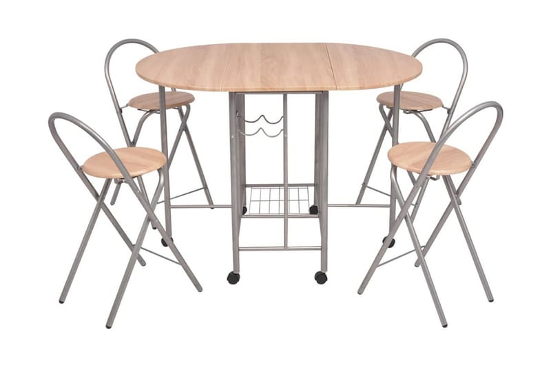 Foldbart Spisebordssæt I 5 Dele Mdf - Beige - Møbler - Borde - Spisebordssæt