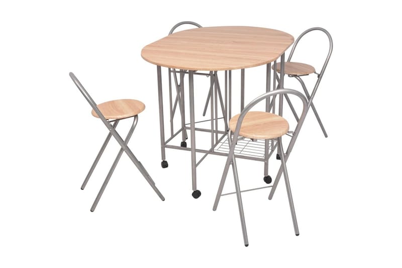 Foldbart Spisebordssæt I 5 Dele Mdf - Beige - Møbler - Borde - Spisebordssæt
