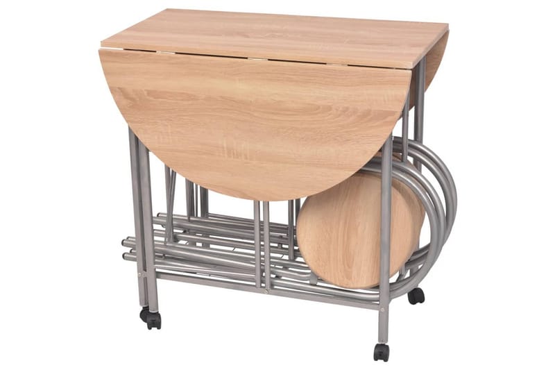 Foldbart Spisebordssæt I 5 Dele Mdf - Beige - Møbler - Borde - Spisebordssæt