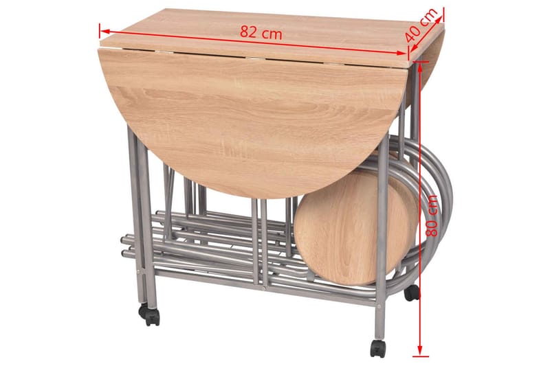 Foldbart Spisebordssæt I 5 Dele Mdf - Beige - Møbler - Borde - Spisebordssæt