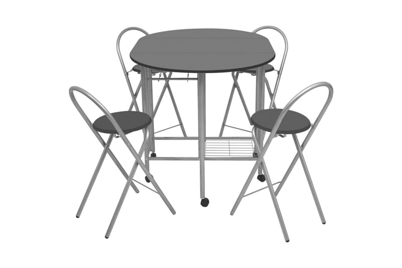 Foldbart Spisebordssæt I 5 Dele Mdf Sort - Sort - Spisebordssæt